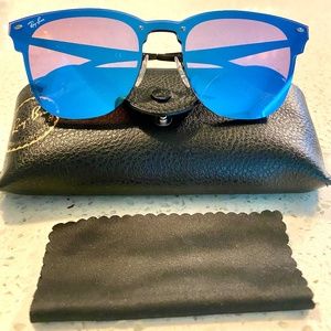 Authentic Ray Ban Blaze Clubmaster Blue Mirrored Sunglasses